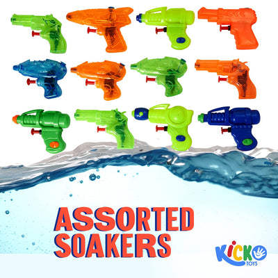 Kicko Small Squirt Guns for Kids - 25 Pieces Water Squirting Toys Assortment - Plastic