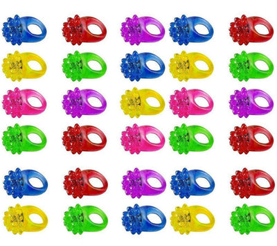 Kicko Bulk Light-up Rings for Kids - Assorted LED Spikey Glow Light Rings - Pack of 24