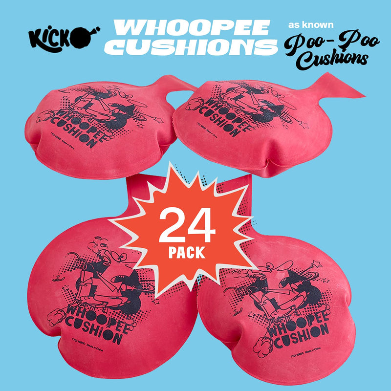 Kicko Miniature Whoopee Cushions - 24 Pack - 3 Inch Mini Prank Novelty Toy - Party Favors