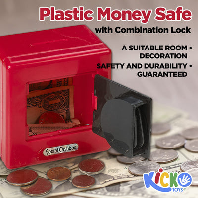 Kicko Plastic Money Safe with Combination Lock - Pack of 12 3.5 Inch Assorted Color Coin