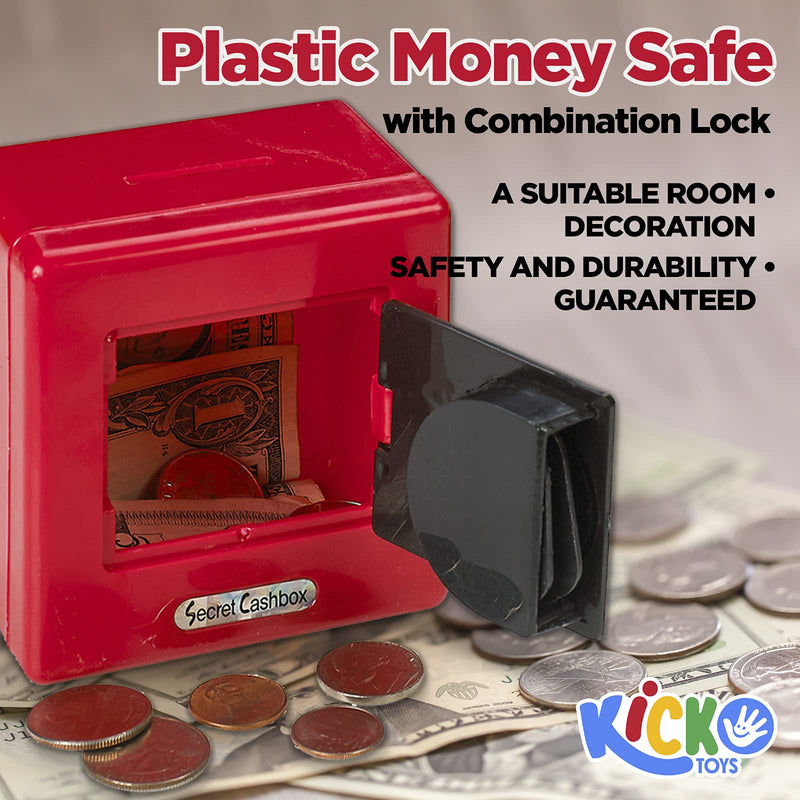 Kicko Plastic Money Safe with Combination Lock - Pack of 12 3.5 Inch Assorted Color Coin