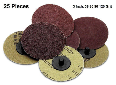 Katzco Sanding Disc Assortment - 25 Pack - Grit Roll Lock Sanding and Grinding Discs -