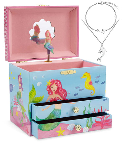 Jewelkeeper Mermaid Music Box & Little Girls Jewelry Set - 3 Mermaid Gifts