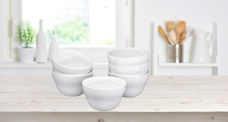 White Ceramic Dessert Bowls Set - 8 Oz Durable Ceramic Bowls set of 12 Elegant for Ice