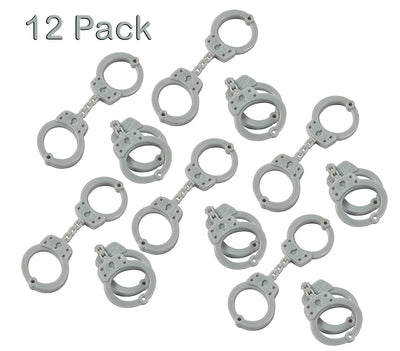 Kicko Rubber Mini Handcuffs 3.5 Inches - Pack of 12 - Gray - for Kids - Party Favors, Bag