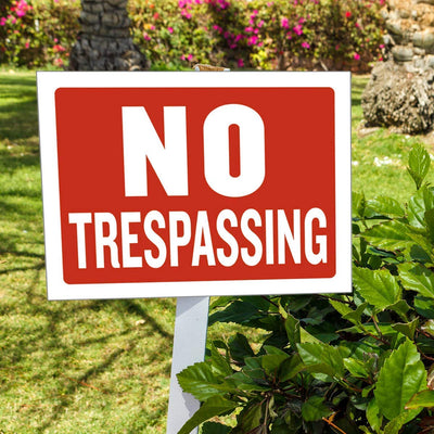 Kicko No Trespassing Sign - 4 Pack - 12 x 16 Inch - All-Weather - Private Property Warning