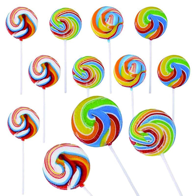 Kicko Swirl Lollipops with Sticks - Pack of 12 2 Inch Flavored Lollipops in a 3.5 Inch