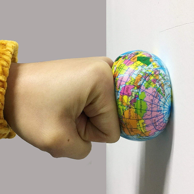 Kicko World Map Stress Ball, 12 Globe Earth Stress Squeeze Ball - 3 Inches - Novelty Toys