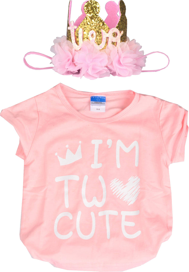 I am Two Cute, 2nd Birthday T Shirt and Crown, 2nd Birthday Outfit Girl, Two Cute Birthday