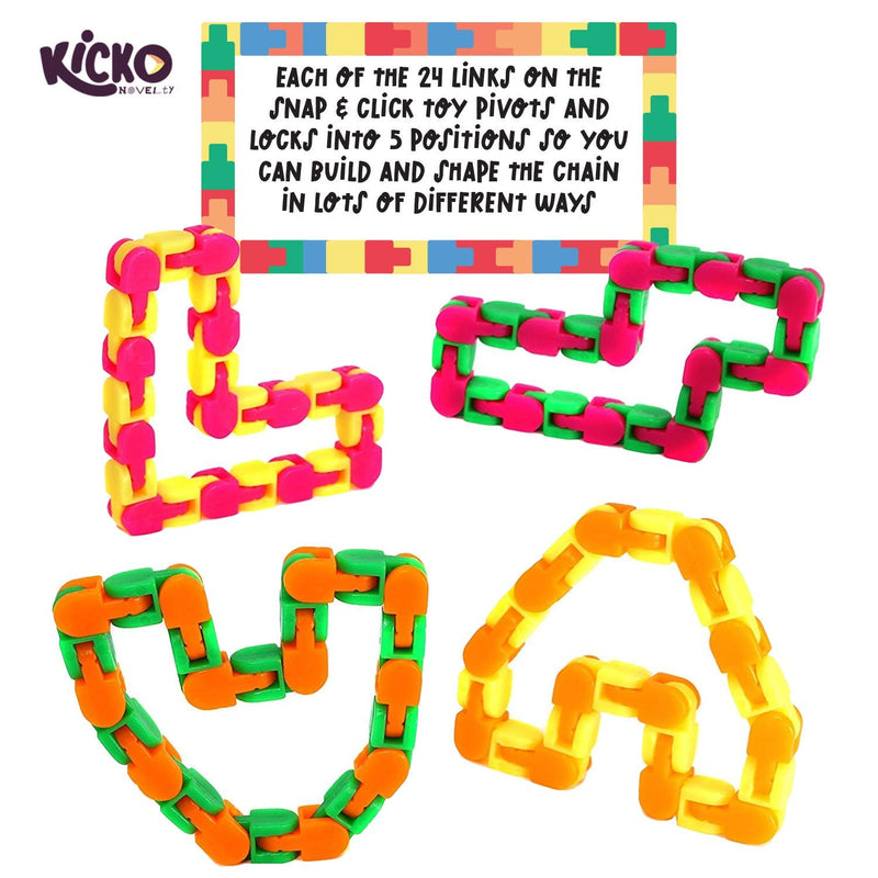 Kicko 10.75 Inch Snap and Click Puzzle - 12 Pack Brain Teaser Toys - Stimulator, Ideas