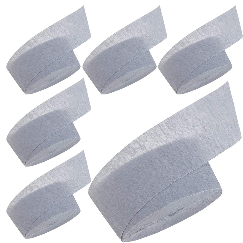 Kicko Silver Crepe Streamers - 6 Pack of Streamer Rolls - 486 Feet x 1.75 Inches -