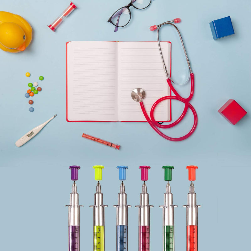 Kicko Syringe Pens - 12 Pack - Multi Neon Colors - Pretend Play, Doctor or Nurse Dress-up