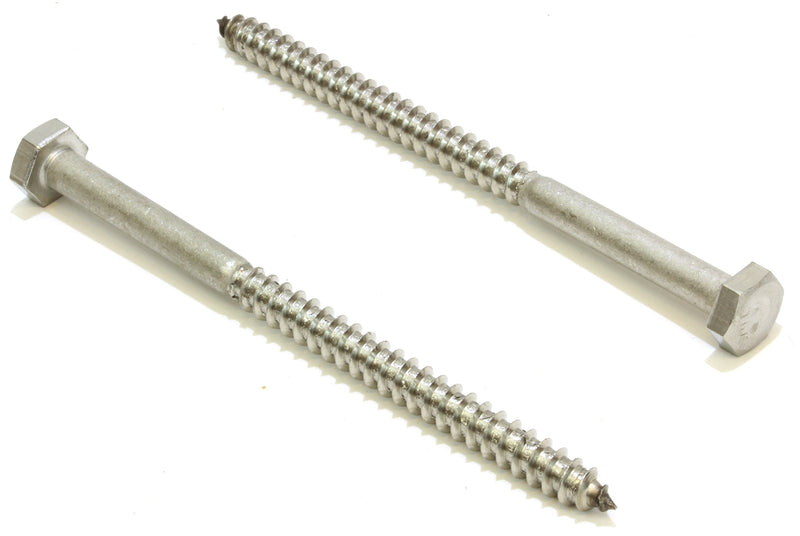 3/8" x 2" Stainless Hex Lag Bolt Screws, (25 Pack) 304 (18-8) Stainless Steel