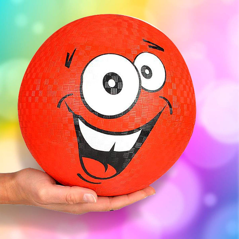 Kicko Silly Face Ball - Pack of 3 8.5 Inch Colored Playground Balls with Funny Face Design