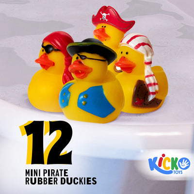 Kicko Mini Pirate Rubber Duckies for Party Favors and Bath Time - 2 Inches, 12