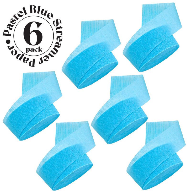 Kicko Pastel Blue Crepe Streamers - 2 Pack, 162 Feet x 1.75 Inches - for Kids, Party