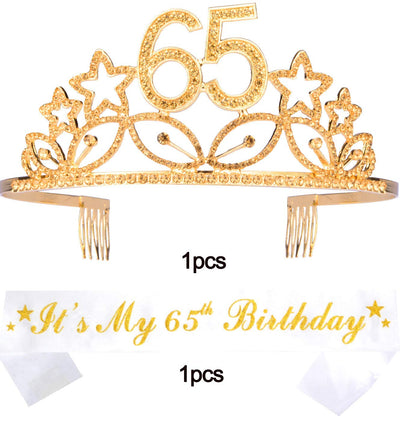 65th Birthday Gifts for Women, 65 Birthday Tiara and Sash,65th Birthday, 65th Birthday