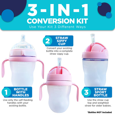 3-in-1 Weighted Straw Sippy Cup Conversion Kit for Comotomo Baby Bottles | Straw Cup