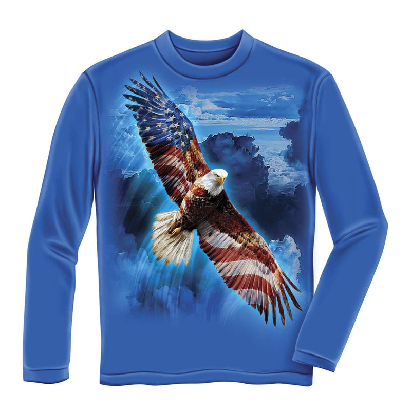 American Eagle Adult Longsleeve Royal Blue Tee Shirt Adult Large