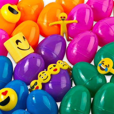 Neliblu Emoji Toy Filled Easter Eggs - 30 Bright and Colorful 2.5" Surprise Eggs