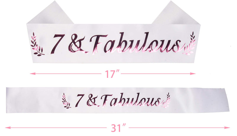 7th Birthday Gifts for Girls,7th Birthday Tiara and Sash,7 Fabulous Sash and Crystal