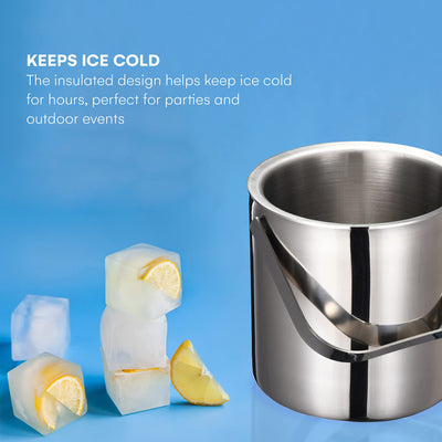 Insulated Ice Bucket With Lid - Double-Walled Ice Bucket With Scoop & Drip-Proof