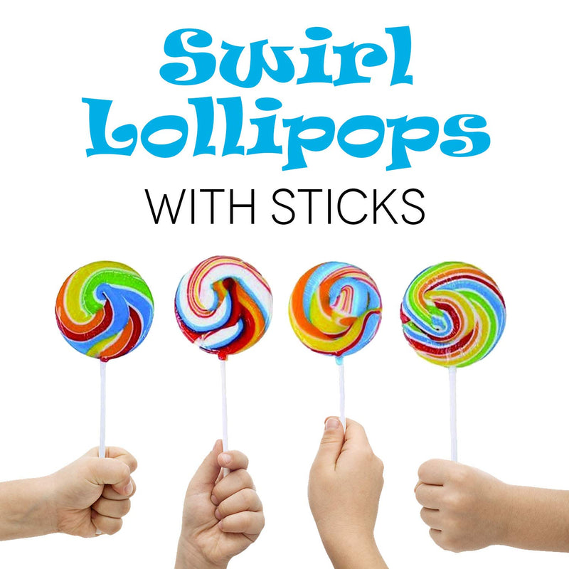 Kicko Swirl Lollipops with Sticks - Pack of 12 2 Inch Flavored Lollipops in a 3.5 Inch