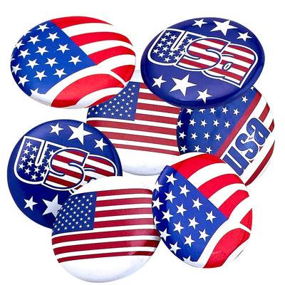 Kicko USA Buttons - 48 Pack, Patriotic American Pins - Party Favors