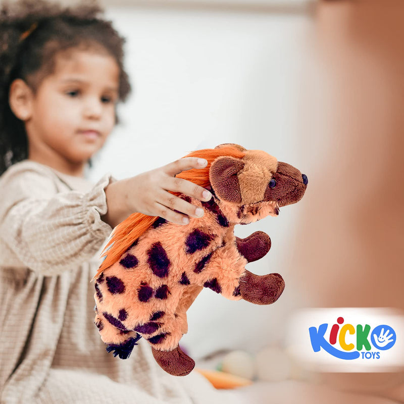 Kicko Stuffed Hyena - 1 Piece - 10 Inch, Soft and Fluffy Animal Toy - Plush Doll for Kids