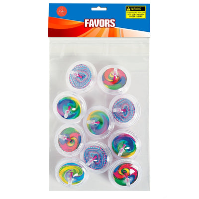 Kicko Plastic Swirl Spin Tops - Pack of 10-2.25 Inches Assorted Cool Transparent Spiral