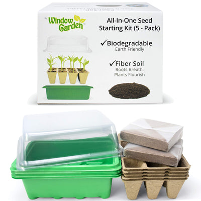 Window Garden Biodegradable Seed Starter Kit (5 Pack)- Eco Friendly Recycled Paper Pulp