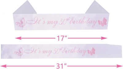 50th Birthday Gifts for Women, 50th Birthday Tiara and Sash, Its My 50th Birthday Sash