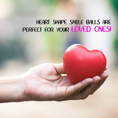 Heart Stress Balls - Valentines Day Red Hearts 3" Smile Face Squeeze Stress