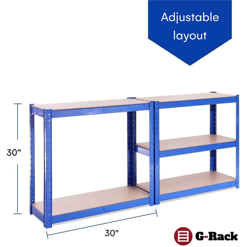 Garage Shelving Units - 60" H x 30" L x 12" W - Heavy Duty Racking - Shelves for Storage