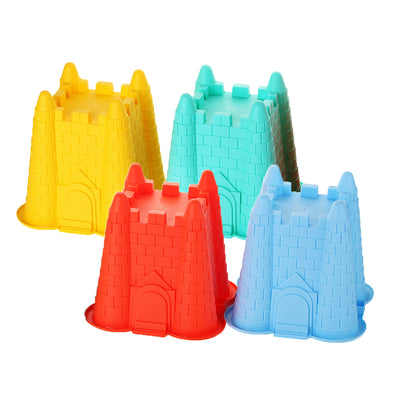 4 Pack Sand Castles Beach Buckets Toy Set,Colorful Sandcastle Mould Pails for Kids