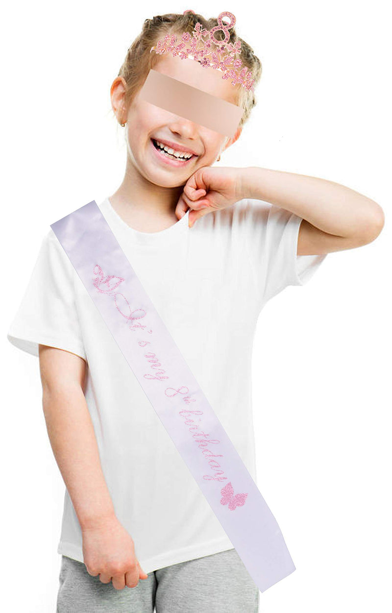 8th Birthday Gifts for Girls, 8th Birthday Tiara and Sash, Its My 8th Birthday Sash