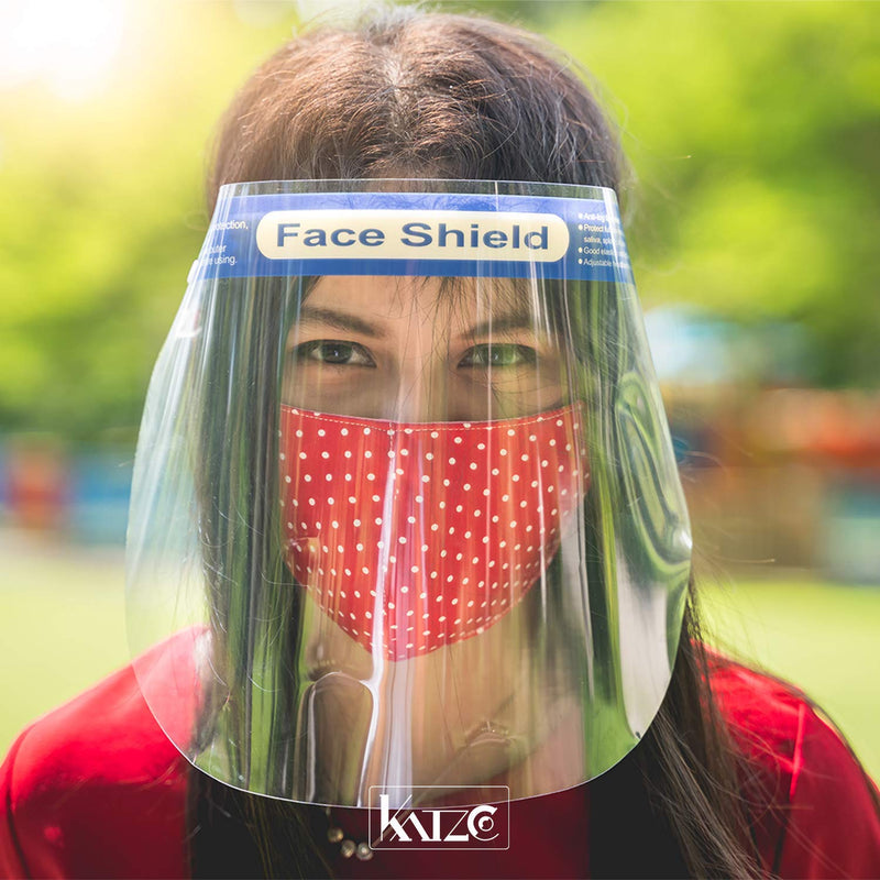 Katzco Reusable Face Shields - 50 Pack - Clear Full Face Visor Mask with Removable