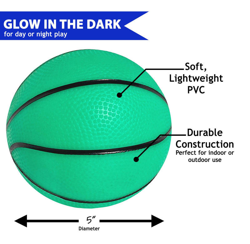 Botabee 5" Glow in The Dark Mini Basketball for SKLZ Pro Mini Basketball Hoop Midnight, 2