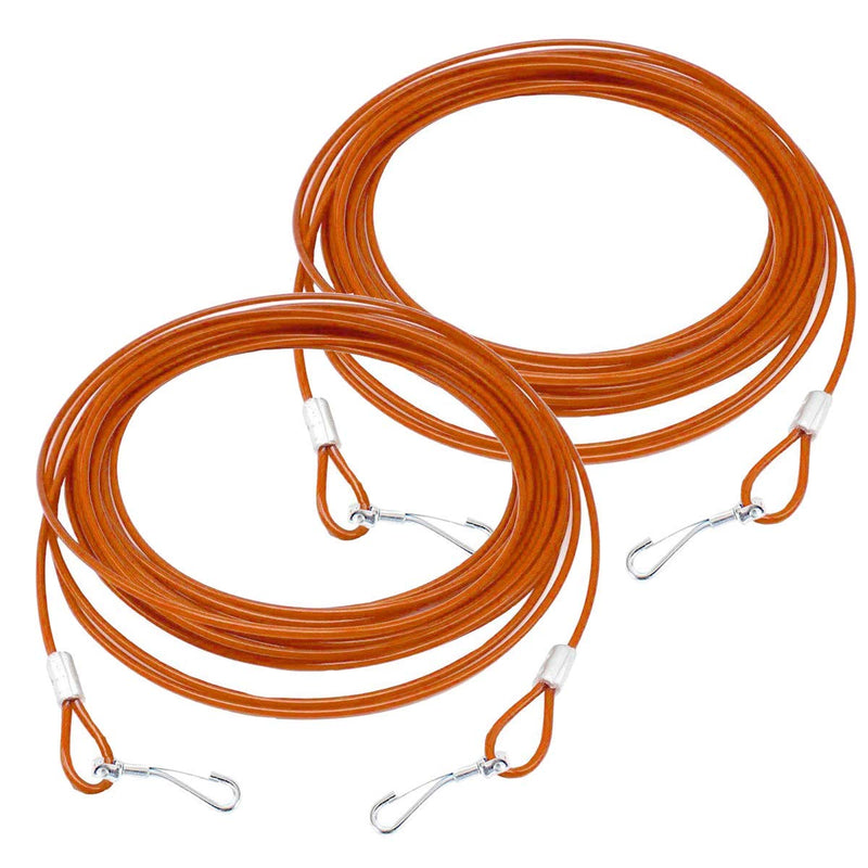 Katzco Dog Lead - 12 Foot Coil Wire Dog Cable for Large Dogs, 2 Pack - Extra Strong Swivel