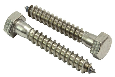 3/8" x 2" Stainless Hex Lag Bolt Screws, (25 Pack) 304 (18-8) Stainless Steel