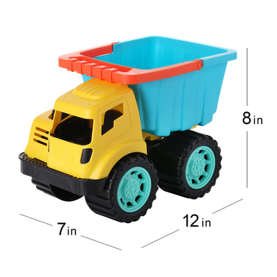 Dazmers Beach Sand Toys Set with Dump Truck, Castle Bucket, Shovel, Dinosaur and Brick