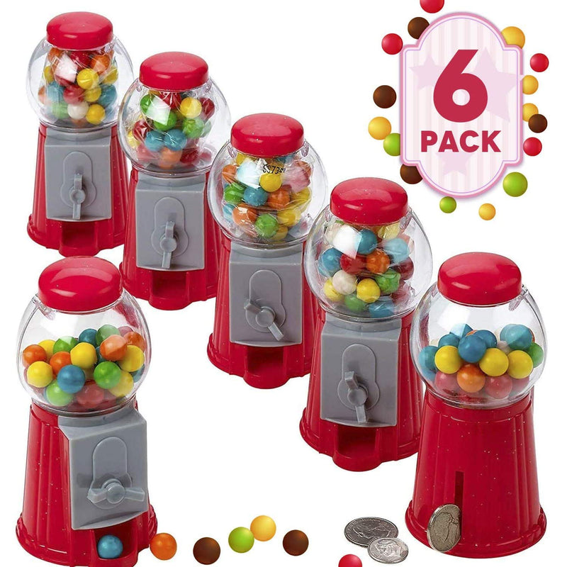 Kicko 5 Inch Gumball Machine - 6 Pieces Classic Candy Dispenser - Perfect for Birthdays