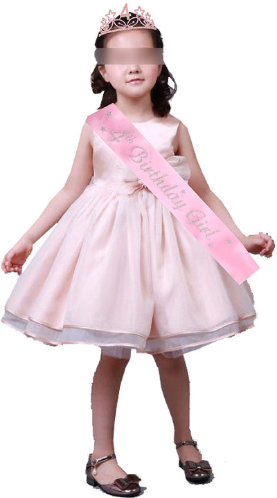 4Th Birthday Gifts For Girl, 4Th Birthday Tiara And Sash Pink, Happy 4Th Birthday Party