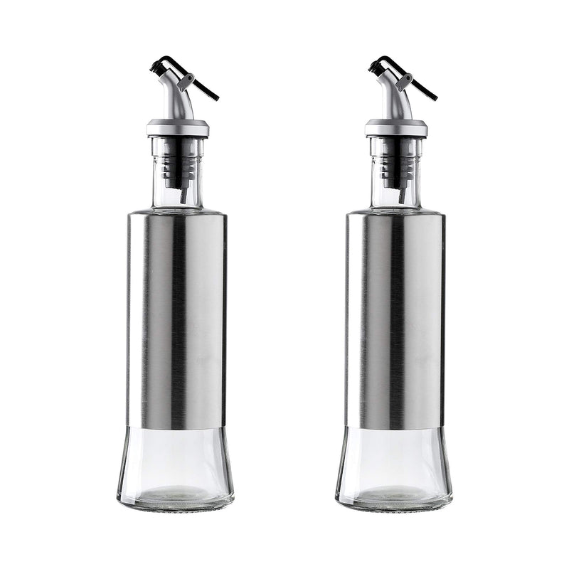 2 Pack Oil and Vinegar Cruets-10 oz Glass Olive Oil and Vinegar Beverage Dispenser