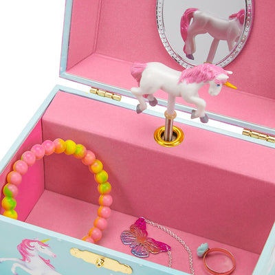 Jewelkeeper Girl's Musical Jewelry Storage Box with Spinning Unicorn, Rainbow Design, The