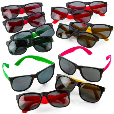 Kicko Neon Sunglasses with Dark Lenses - 24 Pack - 80s Style Unisex Aviators in Assorted