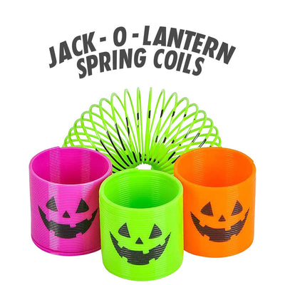 Kicko Jack-o-lantern Spring Coils - Pack of 48 Halloween Neon Coil Springs for Kids