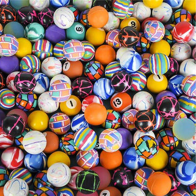 Kicko High Bouncy Balls - 250 Pieces - 1 Inch (27mm) - Cool and Fun Assorted Colorful Bulk