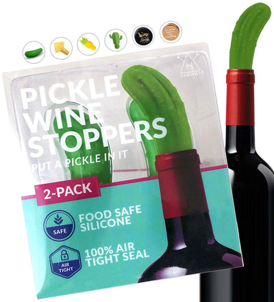 Funny Pickle Wine Stopper + Gift Box "Put A Pickle In It" Set Of 2