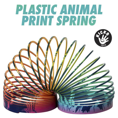 Kicko Plastic Animal Print Coil Spring - 12 Pack - Coils with Zoo Animals Design for Class